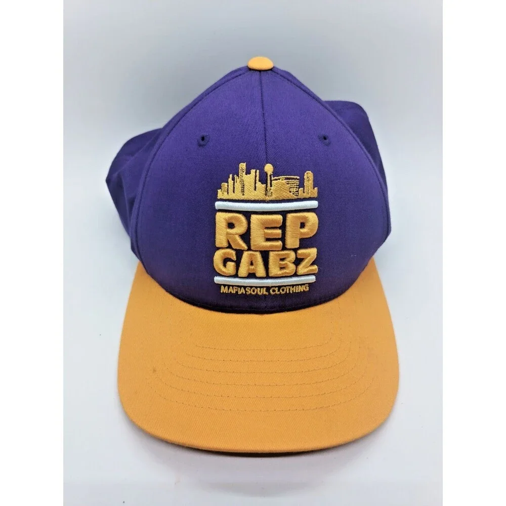 Mafia Soul REP GABZ Gaborone Botswana Snapback Hat Purple Gold Yupoong